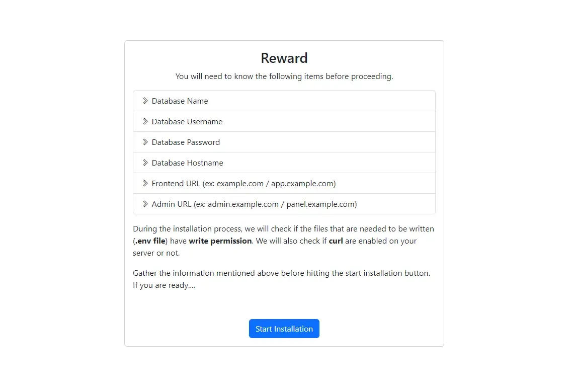 Installation Settings