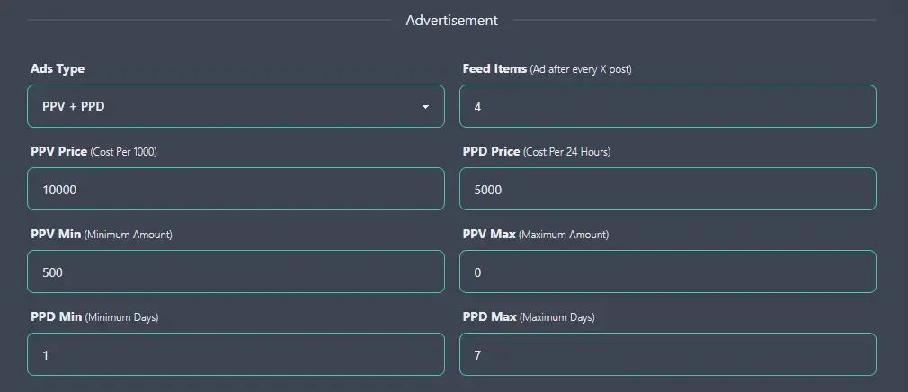 Advertisement Settings