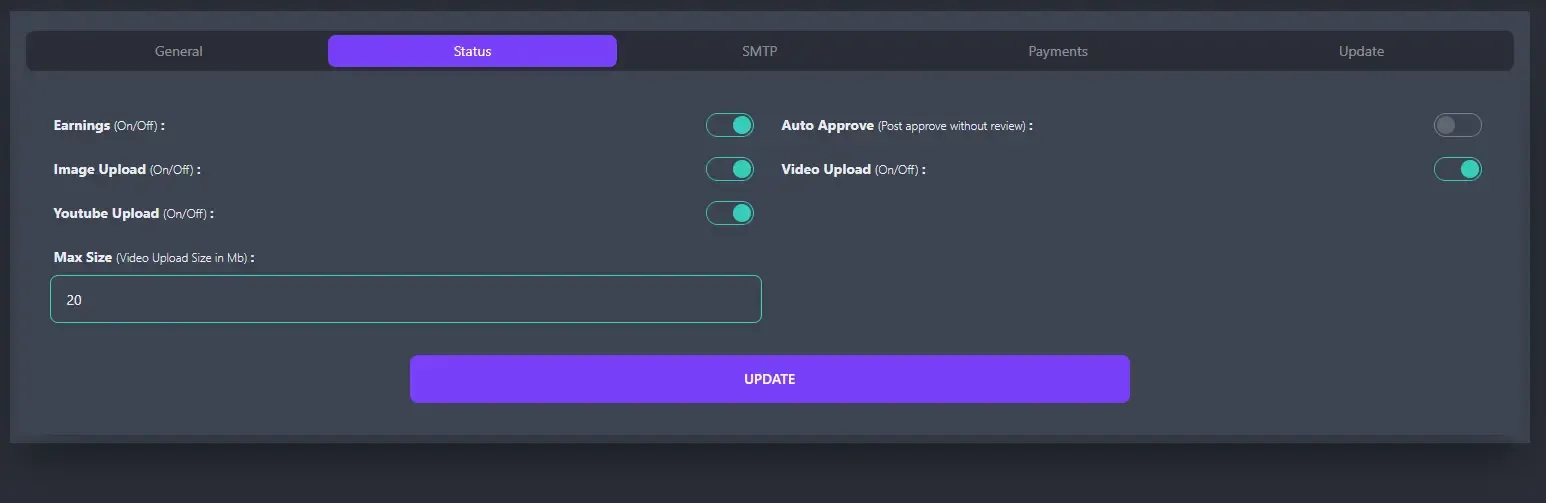 Status Settings
