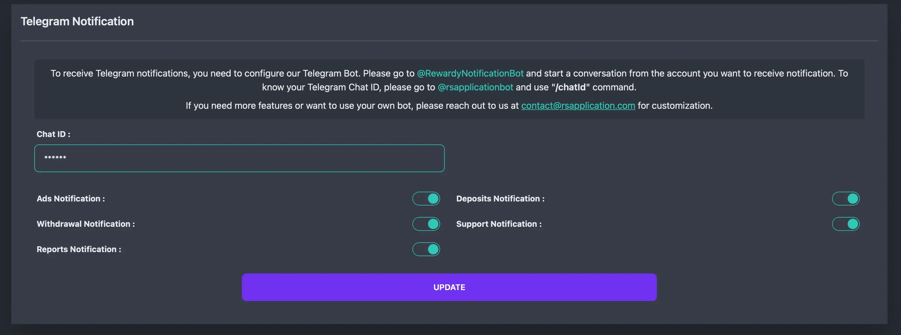 Telegram Settings
